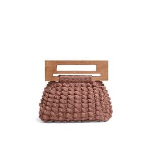 Cleobella Mauve Tulum Tote Cotton Macrame Wood Handles  Handbag